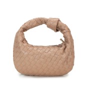 Geanta mica de mana, model impletit, din piele naturala DiAmanti Firenze Mocha Mousse